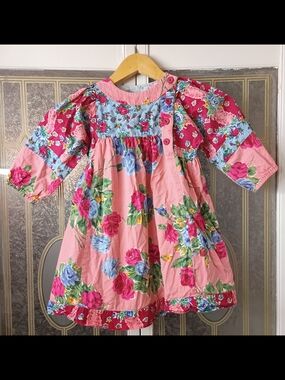 Vintage Mousefeathers Floral Girls Dress in Pink & Pastel Mix